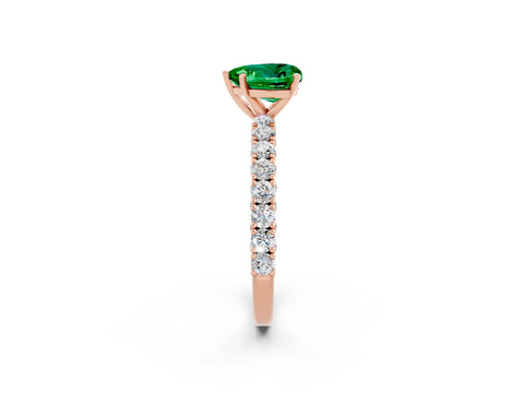 Rose gold Heart Cut Diamond Pavé Band Solitaire Ring with Prong Setting_2