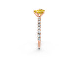 Rose gold Heart Cut Diamond Pavé Band Solitaire Ring with Prong Setting_2
