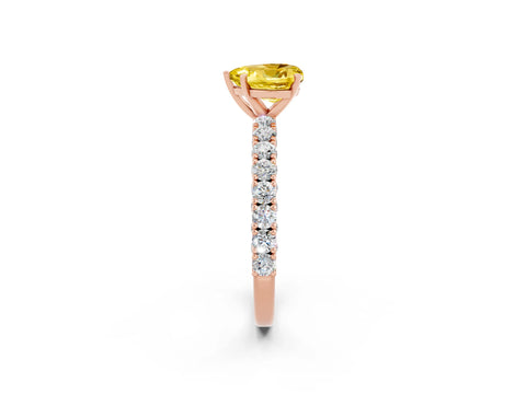 Rose gold Heart Cut Diamond Pavé Band Solitaire Ring with Prong Setting_2