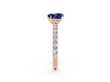 Rose gold Heart Cut Diamond Pavé Band Solitaire Ring with Prong Setting_2