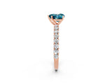 Rose gold Heart Cut Diamond Pavé Band Solitaire Ring with Prong Setting_2