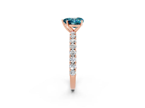 Rose gold Heart Cut Diamond Pavé Band Solitaire Ring with Prong Setting_2