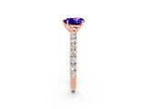 Rose gold Heart Cut Diamond Pavé Band Solitaire Ring with Prong Setting_2