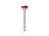 Rose gold Heart Cut Diamond Pavé Band Solitaire Ring with Prong Setting_2