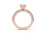 Rose gold Heart Cut Diamond Pavé Band Solitaire Ring with Prong Setting_3