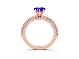Rose gold Heart Cut Diamond Pavé Band Solitaire Ring with Prong Setting_3