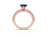 Rose gold Heart Cut Diamond Pavé Band Solitaire Ring with Prong Setting_3