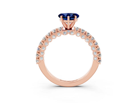Rose gold Heart Cut Diamond Pavé Band Solitaire Ring with Prong Setting_3