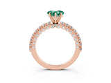 Rose gold Heart Cut Diamond Pavé Band Solitaire Ring with Prong Setting_3