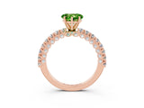 Rose gold Heart Cut Diamond Pavé Band Solitaire Ring with Prong Setting_3