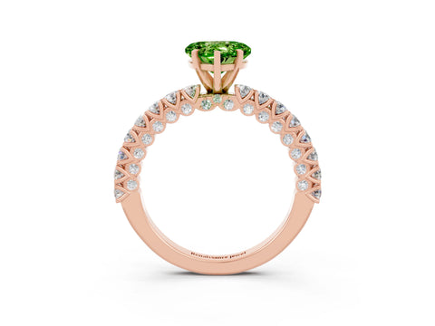 Rose gold Heart Cut Diamond Pavé Band Solitaire Ring with Prong Setting_3