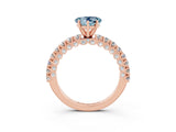 Rose gold Heart Cut Diamond Pavé Band Solitaire Ring with Prong Setting_3