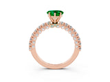 Rose gold Heart Cut Diamond Pavé Band Solitaire Ring with Prong Setting_3