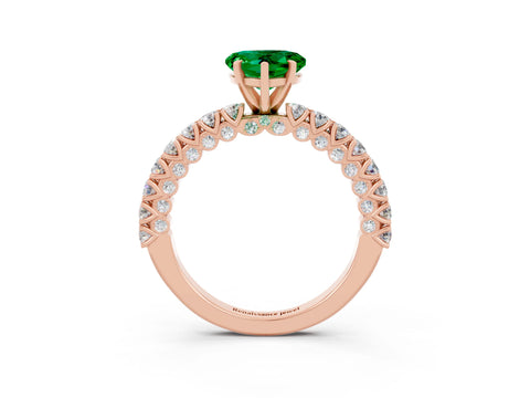 Rose gold Heart Cut Diamond Pavé Band Solitaire Ring with Prong Setting_3