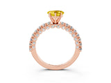 Rose gold Heart Cut Diamond Pavé Band Solitaire Ring with Prong Setting_3