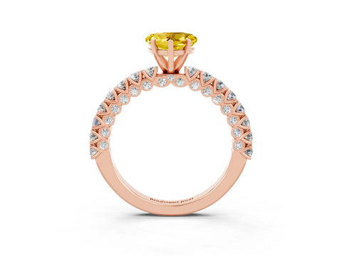 Rose gold Heart Cut Diamond Pavé Band Solitaire Ring with Prong Setting_3