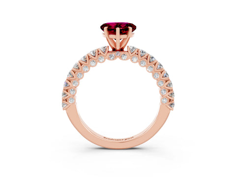 Rose gold Heart Cut Diamond Pavé Band Solitaire Ring with Prong Setting_3