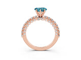 Rose gold Heart Cut Diamond Pavé Band Solitaire Ring with Prong Setting_3