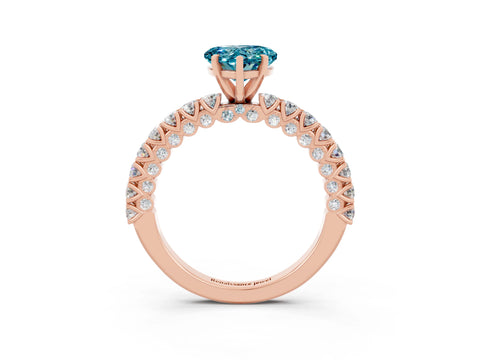 Rose gold Heart Cut Diamond Pavé Band Solitaire Ring with Prong Setting_3