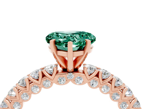 Rose gold Heart Cut Diamond Pavé Band Solitaire Ring with Prong Setting_4