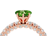 Rose gold Heart Cut Diamond Pavé Band Solitaire Ring with Prong Setting_4
