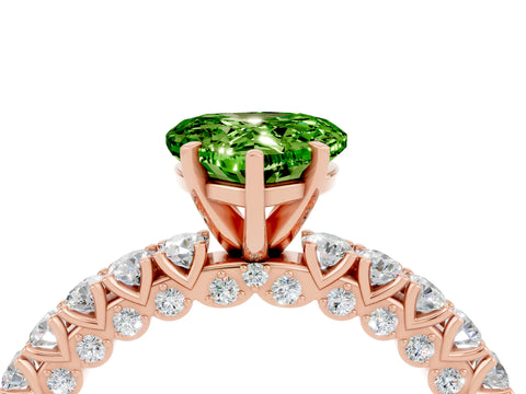Rose gold Heart Cut Diamond Pavé Band Solitaire Ring with Prong Setting_4