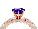 Rose gold Heart Cut Diamond Pavé Band Solitaire Ring with Prong Setting_4