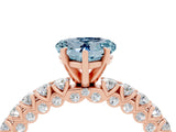 Rose gold Heart Cut Diamond Pavé Band Solitaire Ring with Prong Setting_4