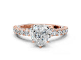 Rose gold Heart Cut Diamond Pavé Band Solitaire Ring with Prong Setting_50