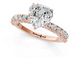 Rose gold Heart Cut Diamond Pavé Band Solitaire Ring with Prong Setting_51
