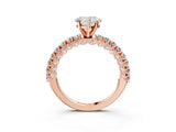 Rose gold Heart Cut Diamond Pavé Band Solitaire Ring with Prong Setting_53