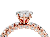 Rose gold Heart Cut Diamond Pavé Band Solitaire Ring with Prong Setting_54