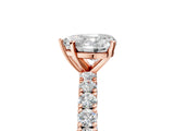 Rose gold Heart Cut Diamond Pavé Band Solitaire Ring with Prong Setting_55