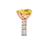 Rose gold Heart Cut Diamond Pavé Band Solitaire Ring with Prong Setting_5