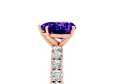 Rose gold Heart Cut Diamond Pavé Band Solitaire Ring with Prong Setting_5
