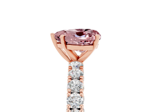 Rose gold Heart Cut Diamond Pavé Band Solitaire Ring with Prong Setting_5