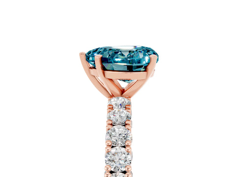 Rose gold Heart Cut Diamond Pavé Band Solitaire Ring with Prong Setting_5