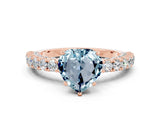 Rose gold Heart Cut Diamond Pavé Band Solitaire Ring with Prong Setting