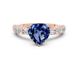 Rose gold Heart Cut Diamond Pavé Band Solitaire Ring with Prong Setting