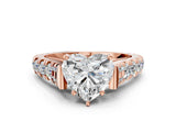 Rose gold Heart Cut Diamond Pavé Band Solitaire with Four-Prong Setting_23