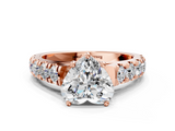 Rose gold Heart Cut Diamond Pavé Band Solitaire with Four-Prong Setting_24