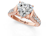 Rose gold Heart Cut Diamond Pavé Band Solitaire with Four-Prong Setting_24