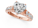 Rose gold Heart Cut Diamond Pavé Band Solitaire with Four-Prong Setting_25