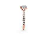 Rose gold Heart Cut Diamond Pavé Band Solitaire with Four-Prong Setting_5