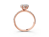 Rose gold Heart Cut Diamond Pavé Band Solitaire with Four-Prong Setting_6