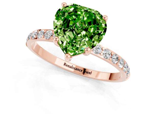 Rose gold Heart Cut Diamond Pavé Band with Six-Prong Setting