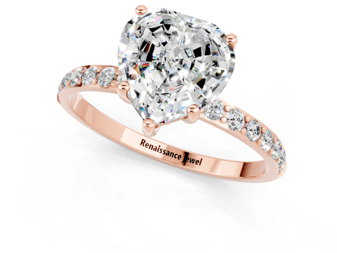 Rose gold Heart Cut Diamond Pavé Band with Six-Prong Setting_1