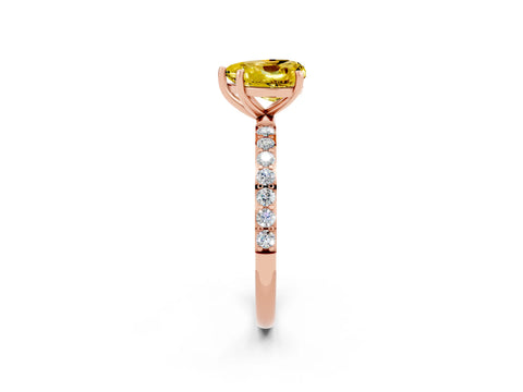 Rose gold Heart Cut Diamond Pavé Band with Six-Prong Setting_2
