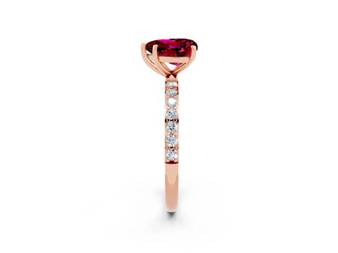 Rose gold Heart Cut Diamond Pavé Band with Six-Prong Setting_2