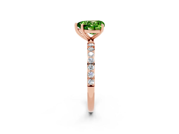 Rose gold Heart Cut Diamond Pavé Band with Six-Prong Setting